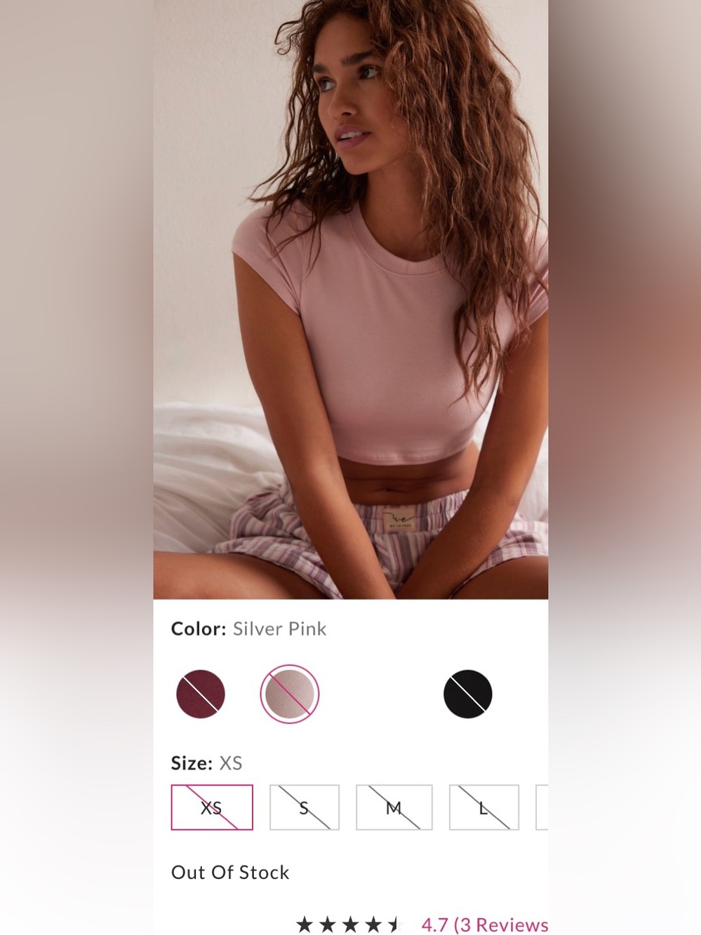 Intimately by Free People ~ Just Friends Crop ~ XS ~ Color: Silver Pink ~ NWT** - Picture 5 of 14